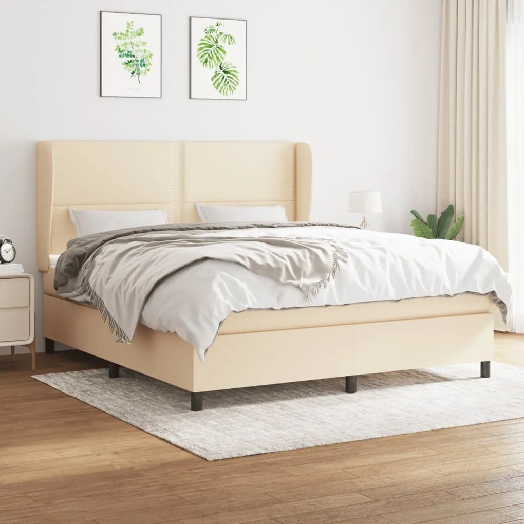 Giroletto A Molle Con Materasso Crema 160x200 Cm İn Tessuto /