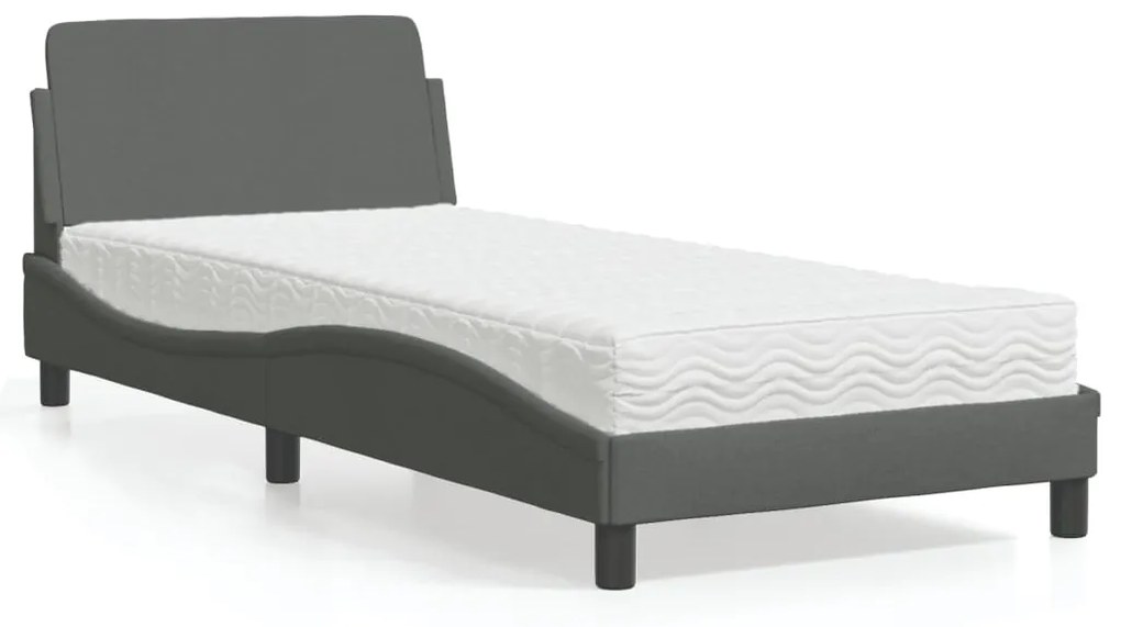 Letto con materasso grigio scuro 80x200 cm in tessuto