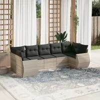 Set Divani da Giardino 7pz con Cuscini Grigio Chiaro Polyrattan 3221791