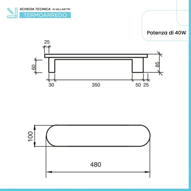 Scaldasalviette elettrico Ness 48 cm asfalto opaco 40W in ceramica