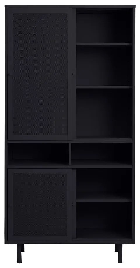 Armadietto nero in metallo con porte scorrevoli 90x180x40 cm Veep – Unique Furniture