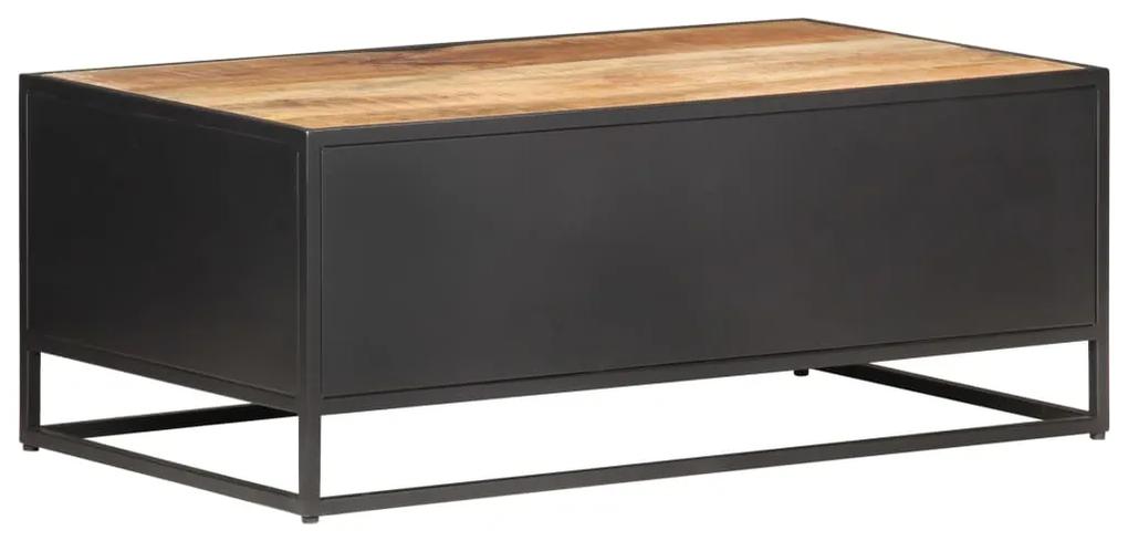 Tavolino da salotto 90x50x35 cm legno di mango grezzo e canna