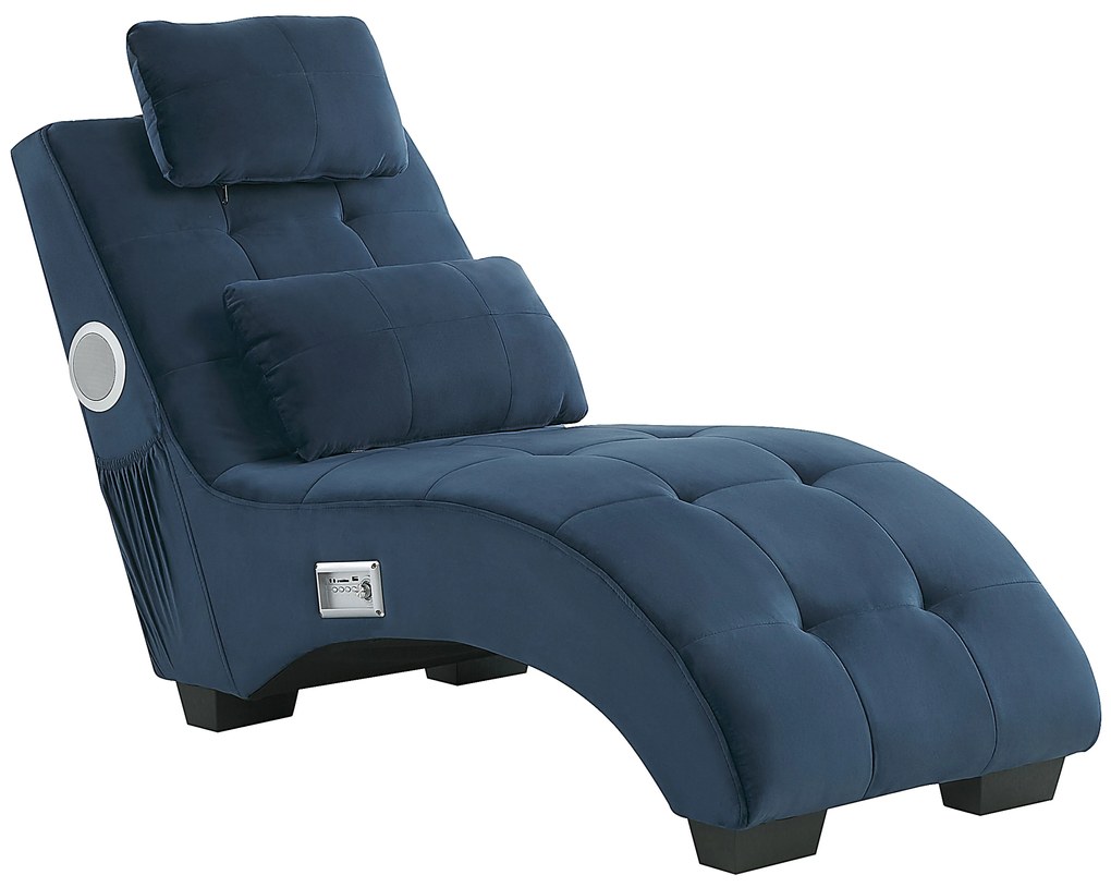 Chaise longue velluto blu con casse bluetooth SIMORRE Beliani