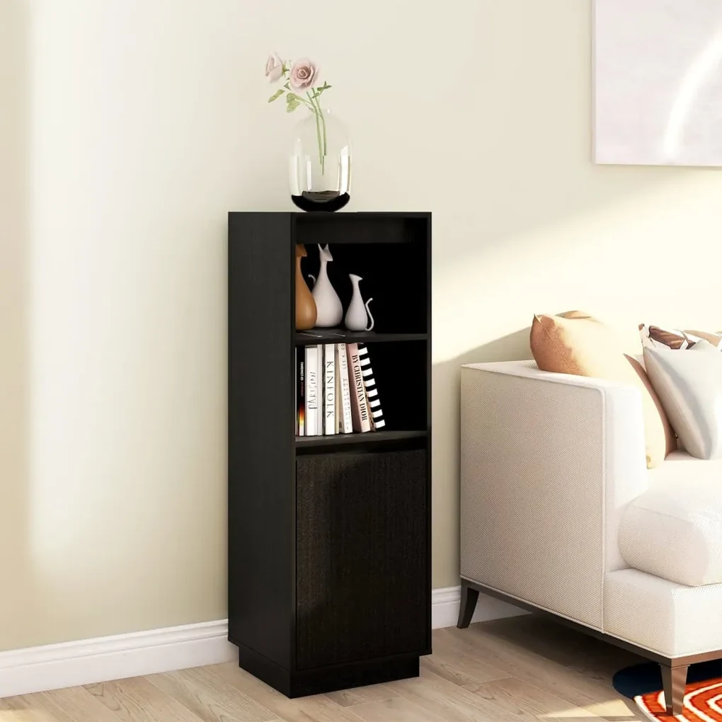 Credenza nera 37x34x110 cm in legno di pino