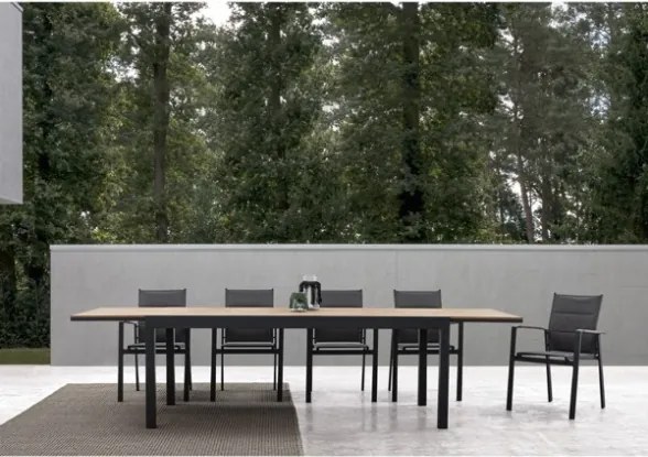 Tavolo Allungabile Per Esterno In Alluminio 95x200-300 Cm Con Doghe Di Legno Elias Antracite Bizzotto