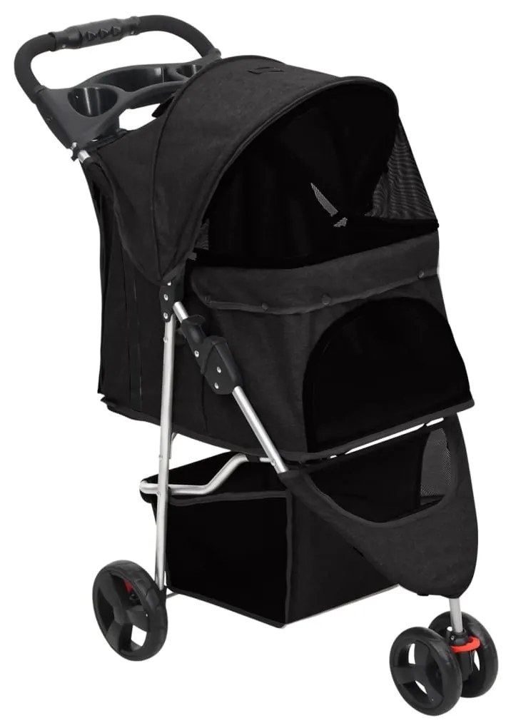 Passeggino Per Cani Pieghevole Nero 80x46x98cm Tessuto Oxford /