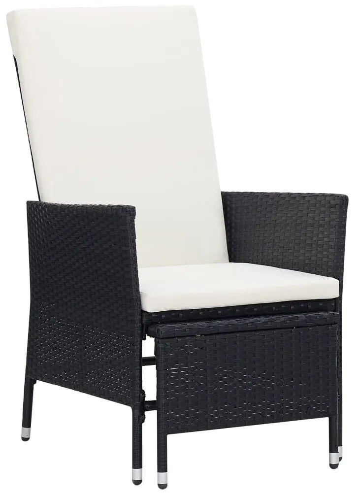 Set divani da giardino 3 pz con cuscini in polyrattan nero