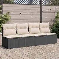 Divano da Giardino con Cuscini a 4 Posti Nero in Polyrattancod mxl 87722