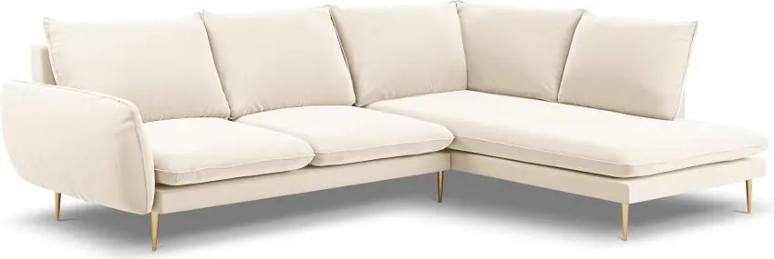 Divano angolare Vienna 6 posti in velluto con gambe dorate - L275 cm