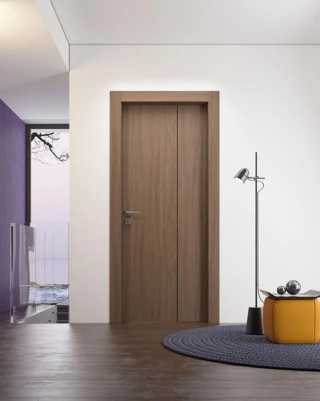 Porta pieghevole a libro asimmetrica Bilbao noce biondo L 80 x H 210 cm destra