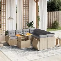 Set Divano da Giardino 9 pz con Cuscini Beige in Polyrattan 3272123