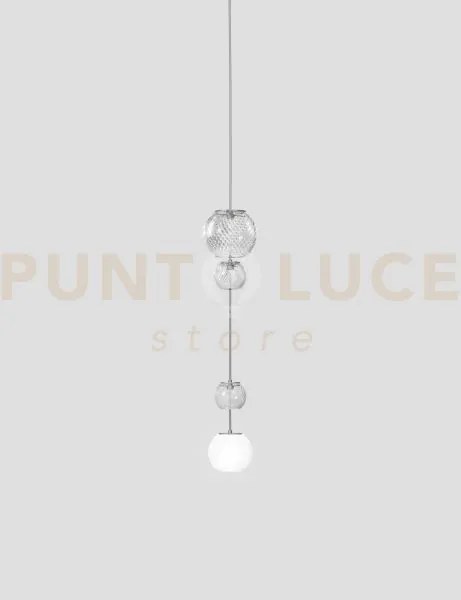 Oto sospensione pead bianco rigadin nickel satinato 1 luce attacco g9