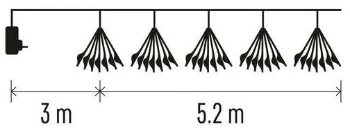 Catena luminosa di Natale 300 LED 5,2+3 m bianco caldo