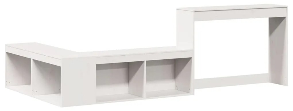 Comodino con scrivania bianco 232x112x75 cm in legno di pino