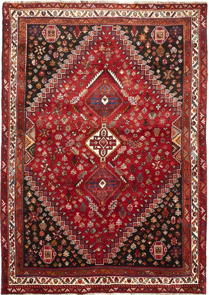 Shiraz Tappeto 180x250 Rosso (Iran) Annodato A Mano