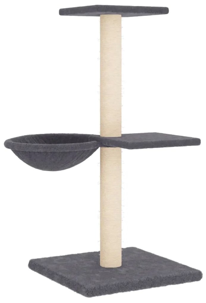 Albero per gatti con tiragraffi in sisal grigio scuro 72 cm