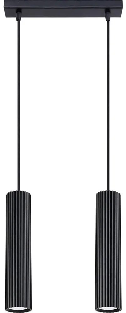 Sollux SL.1574 - Lampadario a sospensione con filo KARBON 2xGU10/10W/230V nero
