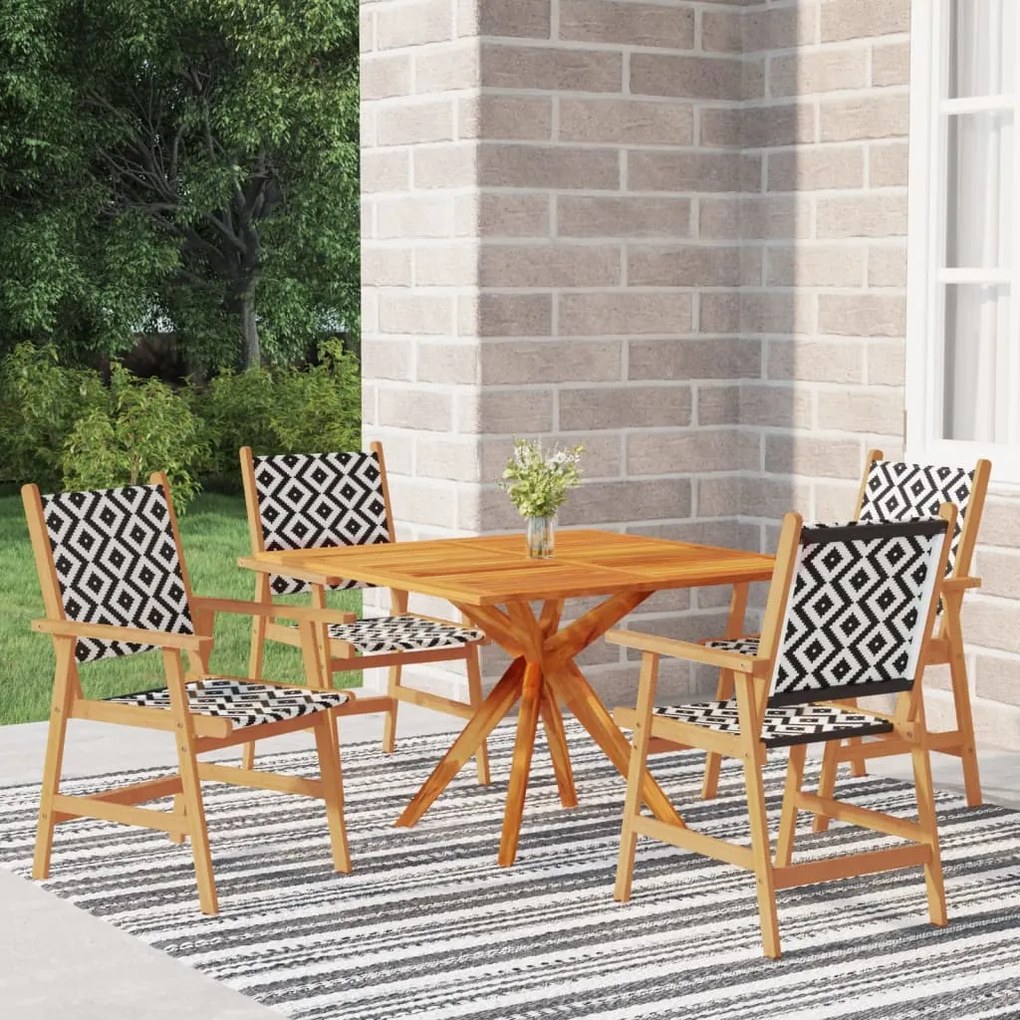 Set mobili da pranzo per giardino 5 pz legno massello di acacia