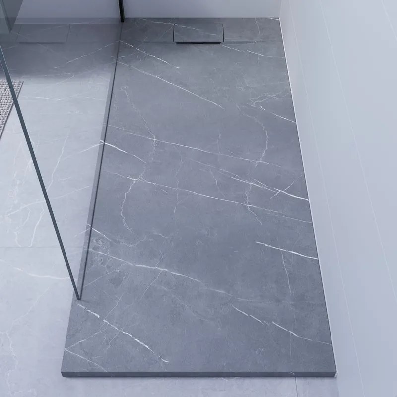 Piatto doccia NEO V2 SENSEA in composito minerale di resina gelificata marmo kanali  L 70 x L 160 x H 3.1 cm