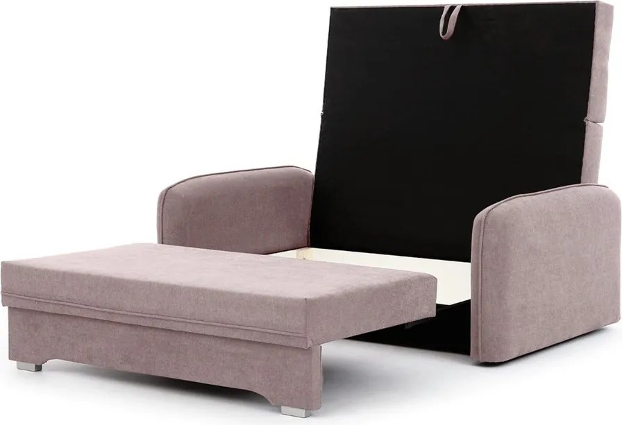 Divano rosa allungabile/con contenitore e rivestimento in ciniglia 155 cm Laine – ELTAP