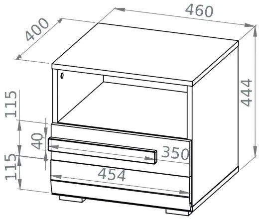 Comodino SARPA 45x46 cm bianco/marrone