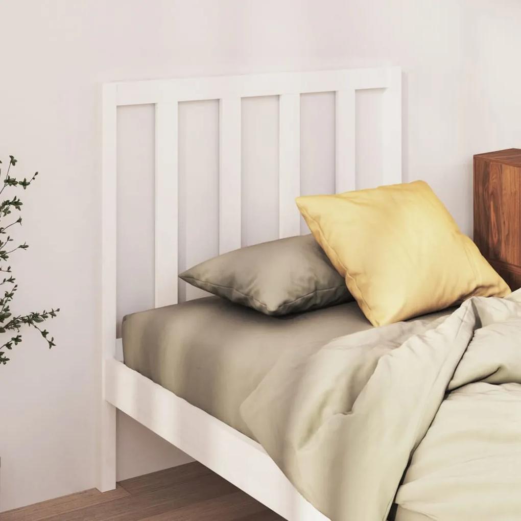 Testiera per letto bianca 96x4x100 cm in legno massello di pino