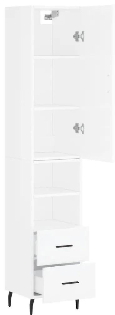 Credenza 34,5x34x180 cm in Legno Multistrato Bianco Lucido