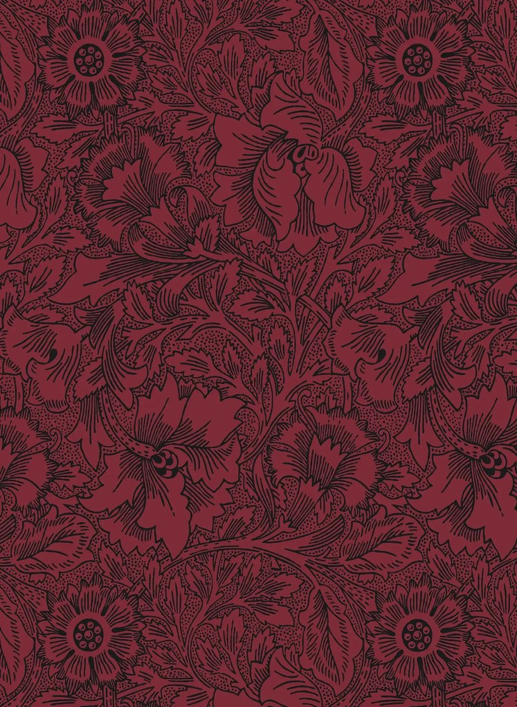 Morris & Co Carta da parati Poppy - Claret
