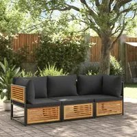 Set Divano da Giardino 3pz con Cuscini Legno Massello di Acacia 3214888