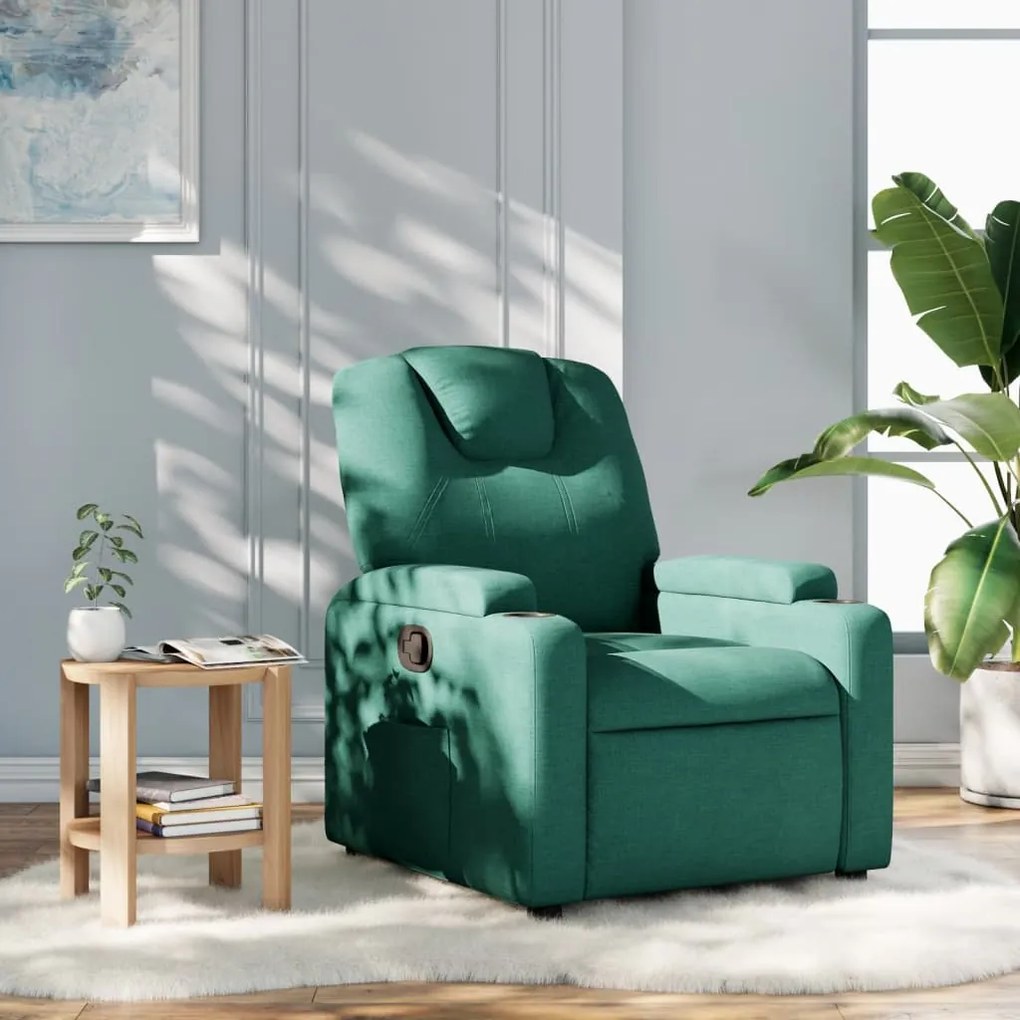 Poltrona Reclinabile İn Tessuto Verde Scuro /