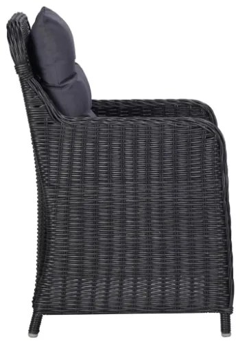 Set da Pranzo da Giardino 7 pz in Polyrattan Nero