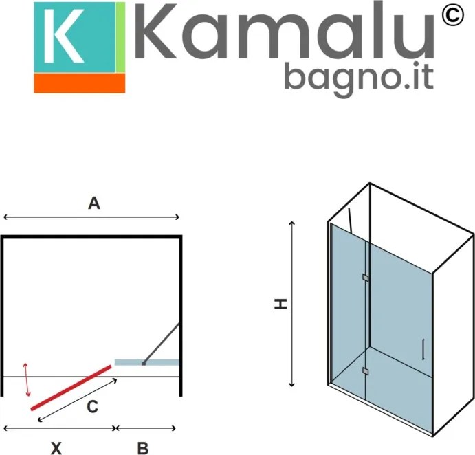 Doccia nicchia 100cm battente con laterale fisso KT4000 - KAMALU