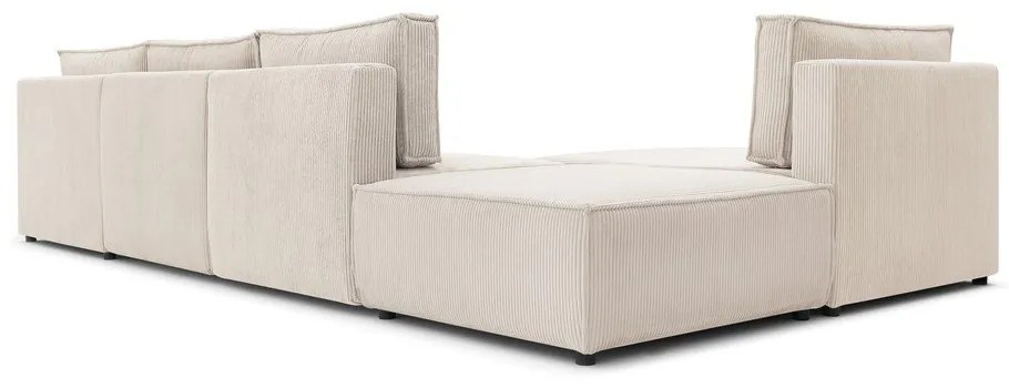 Divano angolare in velluto a coste variabile crema Nihad modular - Bobochic Paris