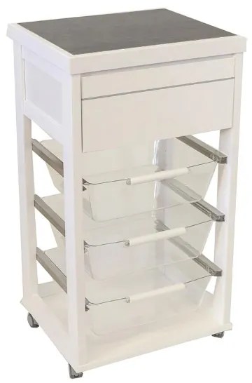 Carrello in legno Bianco con cesti portafrutta in policarbonato LANDHELL