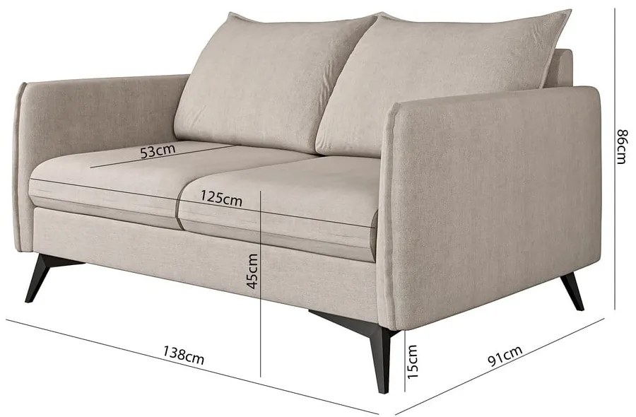 Divano beige 138 cm Juli Bis - Ropez