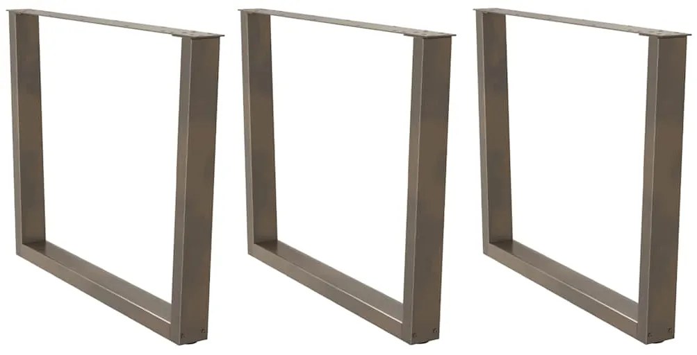 Gambe Tavolo Pranzo A V 3 Pz Naturale 100x(72-73,3)cm Acciaio /