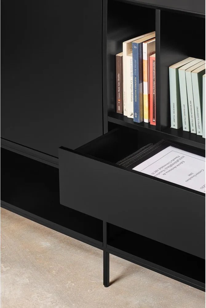 Cassettiera nera 220x98x45 cm Platt – Teulat