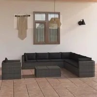 Set Divani da Giardino 9 pz con Cuscini in Polyrattan Grigio cod mxl 44480