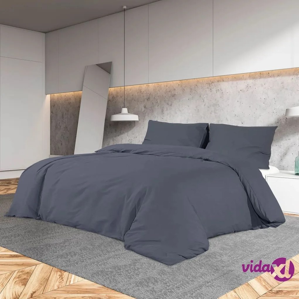 vidaXL Set Copripiumino Antracite 240x220 cm in Microfibra Leggera