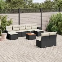 Set Divani da Giardino 10pz con Cuscini in Polyrattan Nero 3224761