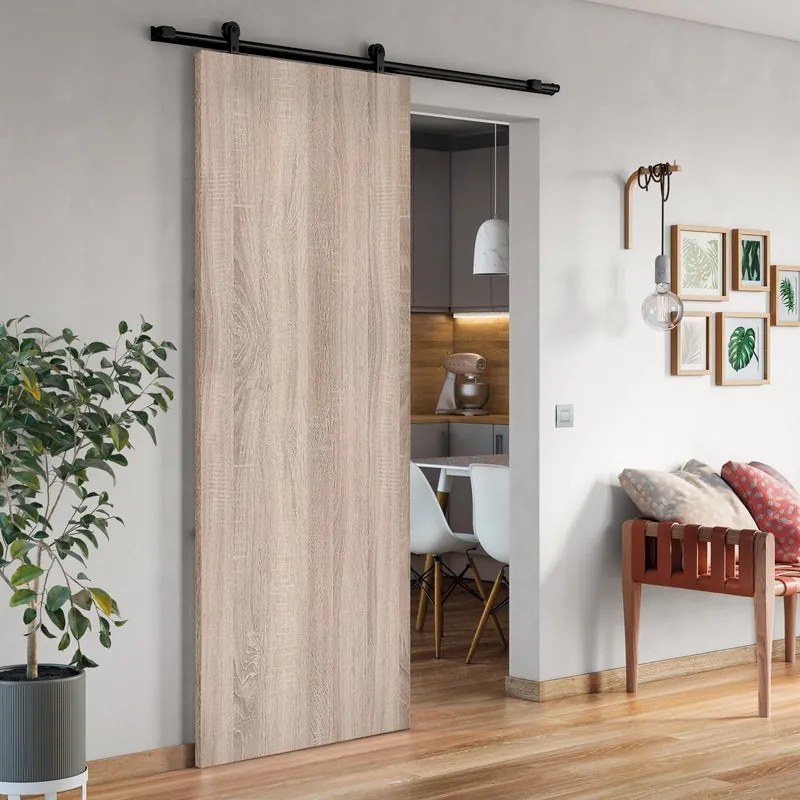 Porta scorrevole Brush in mdf marrone, L 93 x H 215 cm, con binario Loft Reversibile