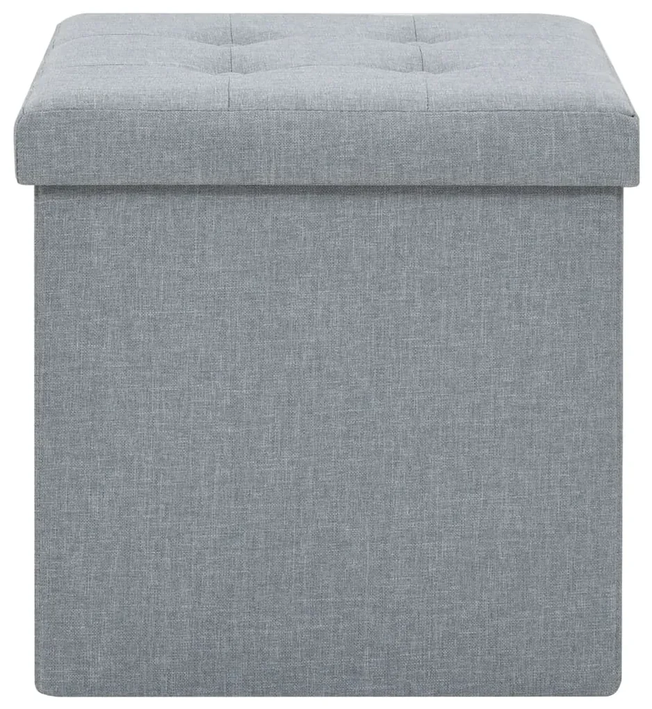 Pouf pieghevole con contenitore grigio chiaro in simil lino