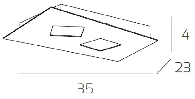 Plafoniera Moderna Note Metallo Sabbia 2 Luci Gx53 35Cm