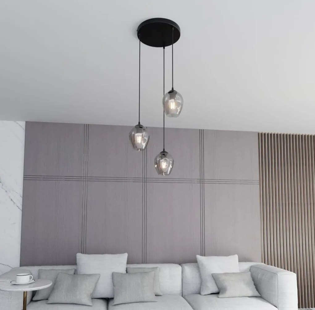 Lampadario a Sospensione in Acciaio e Vetro ISTAR 3 BL PREMIUM 3xE27