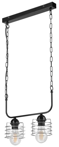 Lampadario a sospensione con catena MORGAN 2xE27/60W/230V nero/cromo