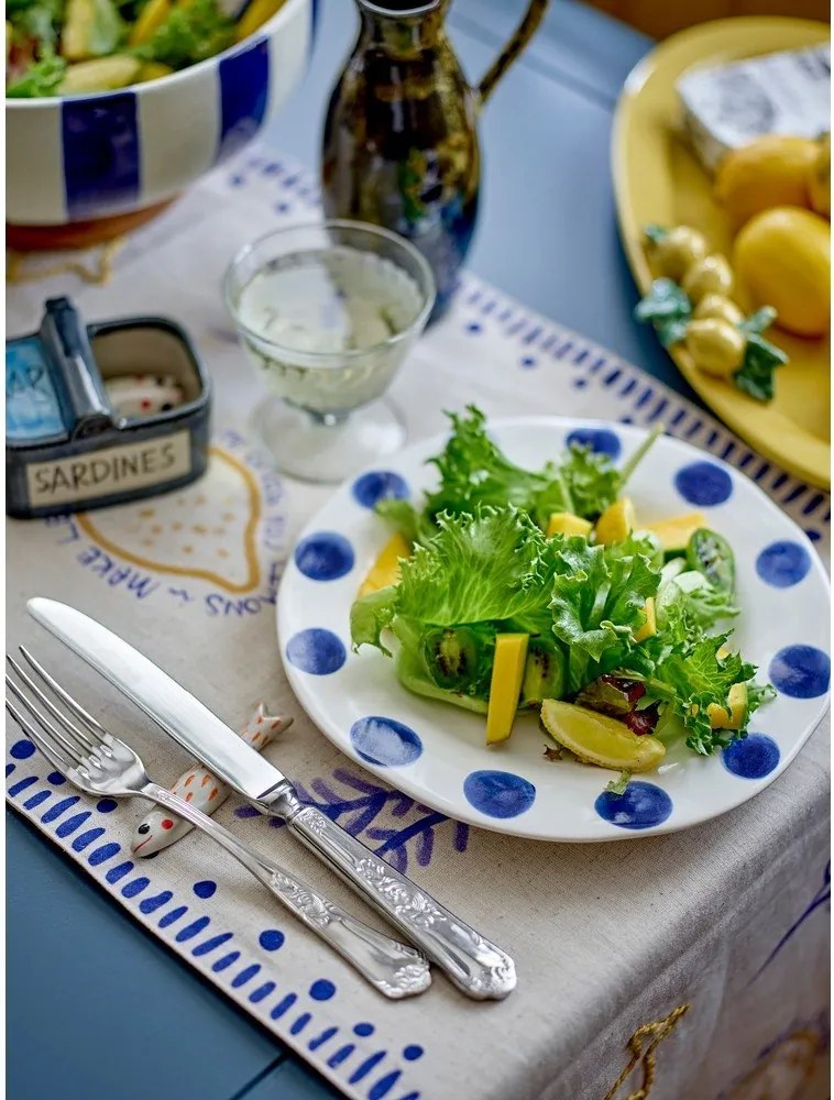 Set di piatti bianchi/blu in gres 3 pz ø 28 cm Linora – Bloomingville