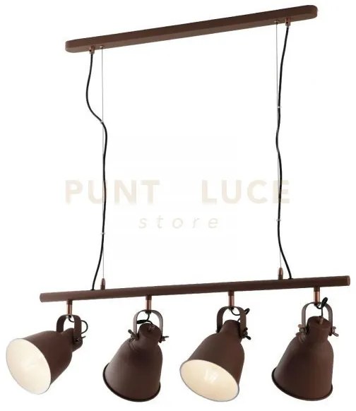 Lampadario a sospensione legend corten e rame 4 luci attacco e27 85...