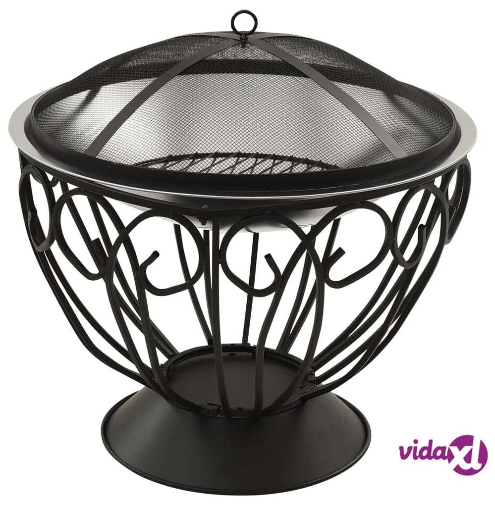 vidaXL Braciere e Barbecue 2in1 e Attizzatoio 59x59x60 cm Acciaio Inox