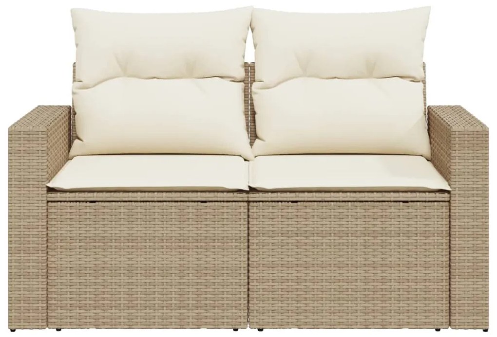 Divano da giardino con cuscini a 2 posti beige in polyrattan