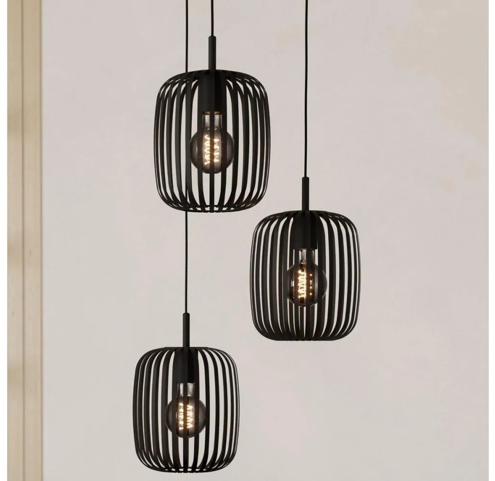 Eglo 900686 - Lampadario a sospensione con filo ROMAZZINA 3xE27/40W/230V nero